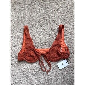 LPA Mystique Crochet Knit Bikini Top in Rusty Orange Size LARGE NEW!